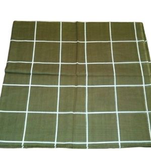 Cotton Khaki Green Plaid Square Scarf Tichel Hijab